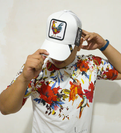 Gorra 1.1  Cock Blanca/Negra (Malla)