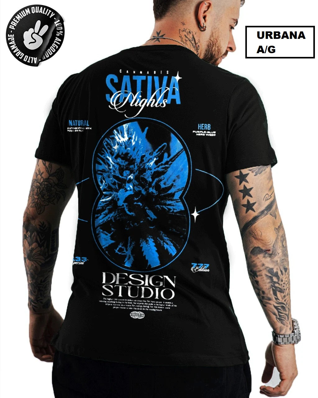 Camiseta Sativa Negra ALTO GRAMAJE