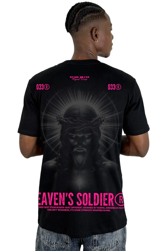 Camiseta negra Heaven Soldier – Alto gramaje