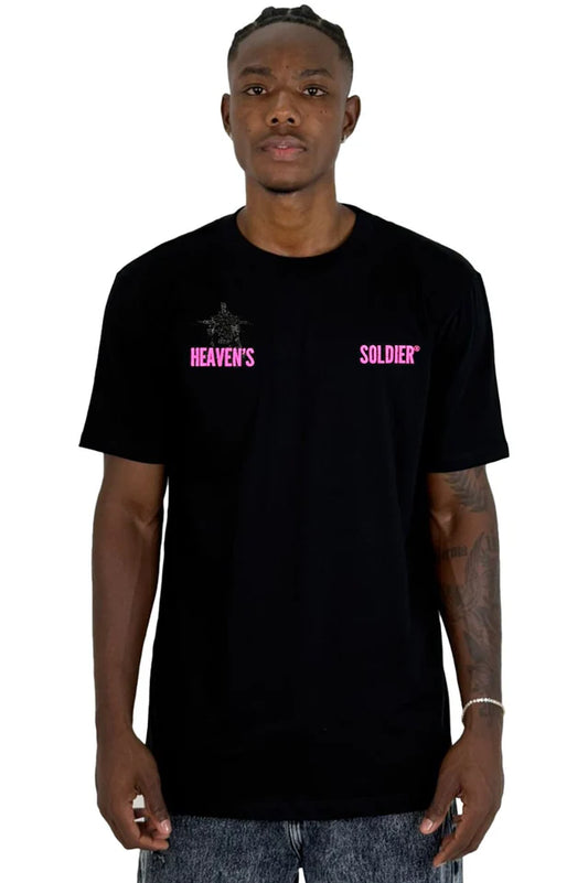 Camiseta negra Heaven Soldier – Alto gramaje