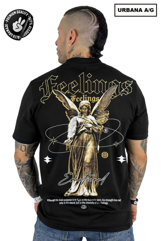 Camiseta Feelings Negra ALTO GRAMAJE