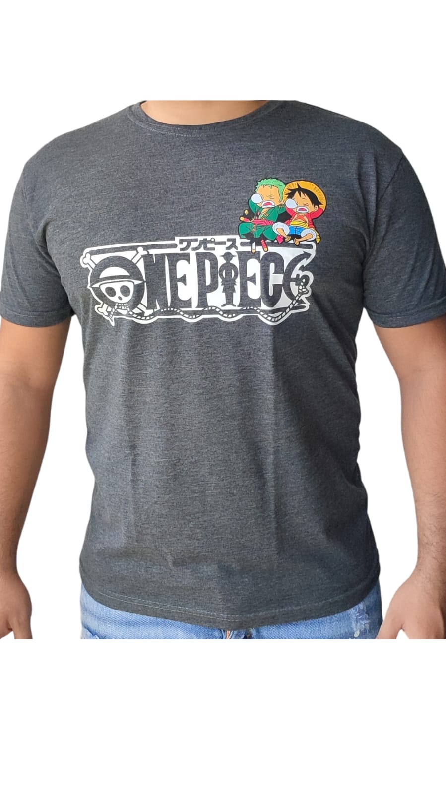 Camiseta Luffy y Zoro Gris