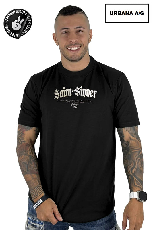 Camiseta Sain Sinner Negra ALTO GRAMAJE